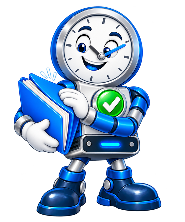 Backup O'Clock mascot celebrating a completed and verified backup