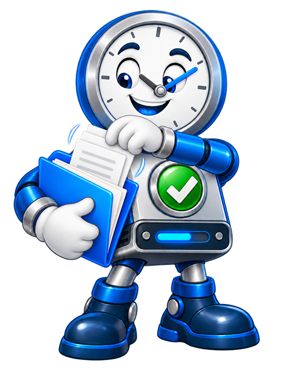 Backup O'Clock mascot monitoring a backup in progress
